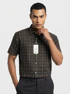 CADET POLYLYCRA BACK PRINT CHECK SHIRT F/S 1