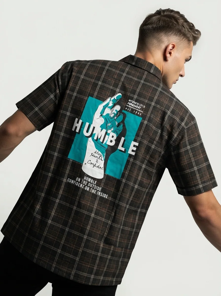 CADET POLYLYCRA BACK PRINT CHECK SHIRT F/S, image 2