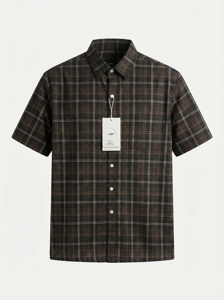 CADET POLYLYCRA BACK PRINT CHECK SHIRT F/S, image 3