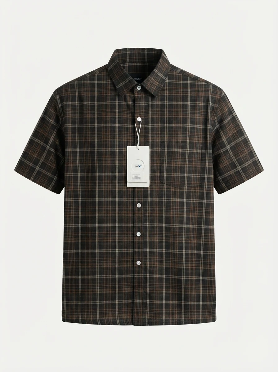 CADET POLYLYCRA BACK PRINT CHECK SHIRT F/S, image 3