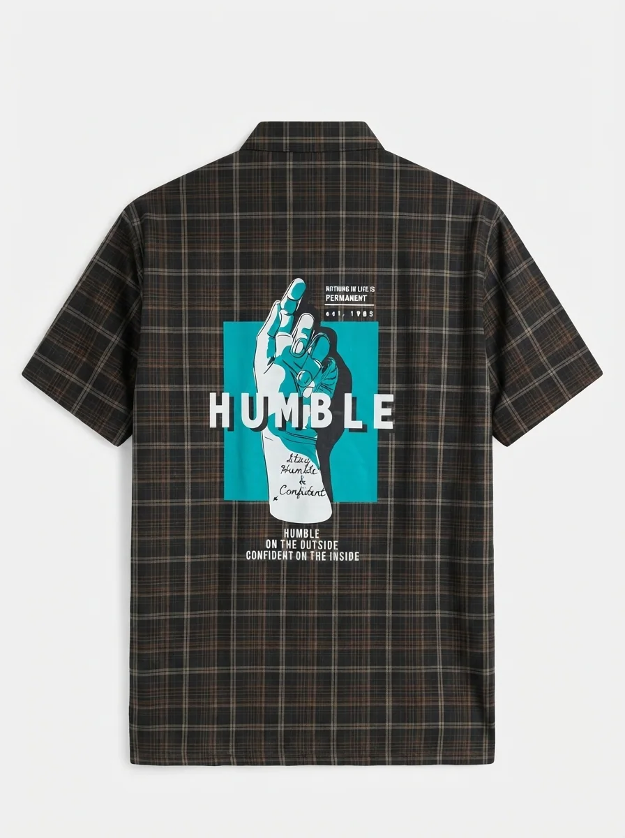 CADET POLYLYCRA BACK PRINT CHECK SHIRT F/S, image 4