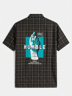 CADET POLYLYCRA BACK PRINT CHECK SHIRT F/S 4