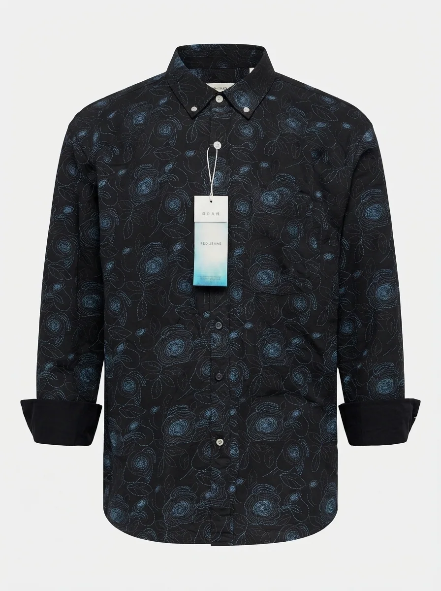 CLOFT IMP PRINT SHIRT F/S-2XL-BLACK&LIGHT BLUE, image 3