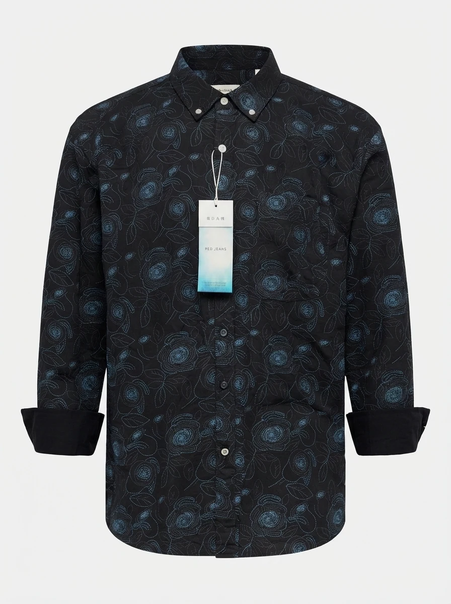 CLOFT IMP PRINT SHIRT F/S-2XL-BLACK&LIGHT BLUE, image 3