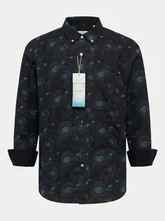 CLOFT IMP PRINT SHIRT F/S-2XL-BLACK&LIGHT BLUE 3
