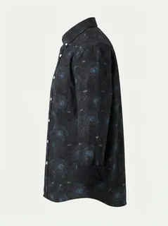 CLOFT IMP PRINT SHIRT F/S-2XL-BLACK&LIGHT BLUE 6