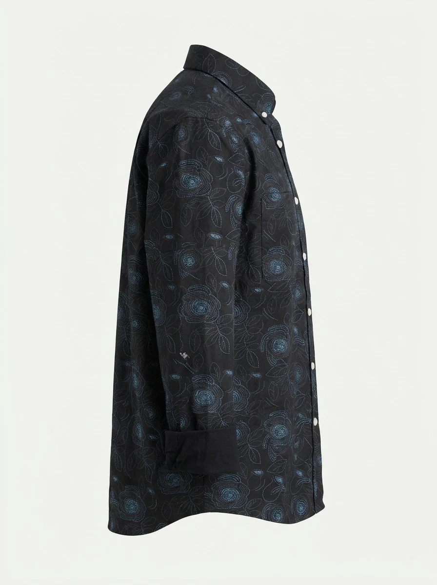 CLOFT IMP PRINT SHIRT F/S-2XL-BLACK&LIGHT BLUE, image 4