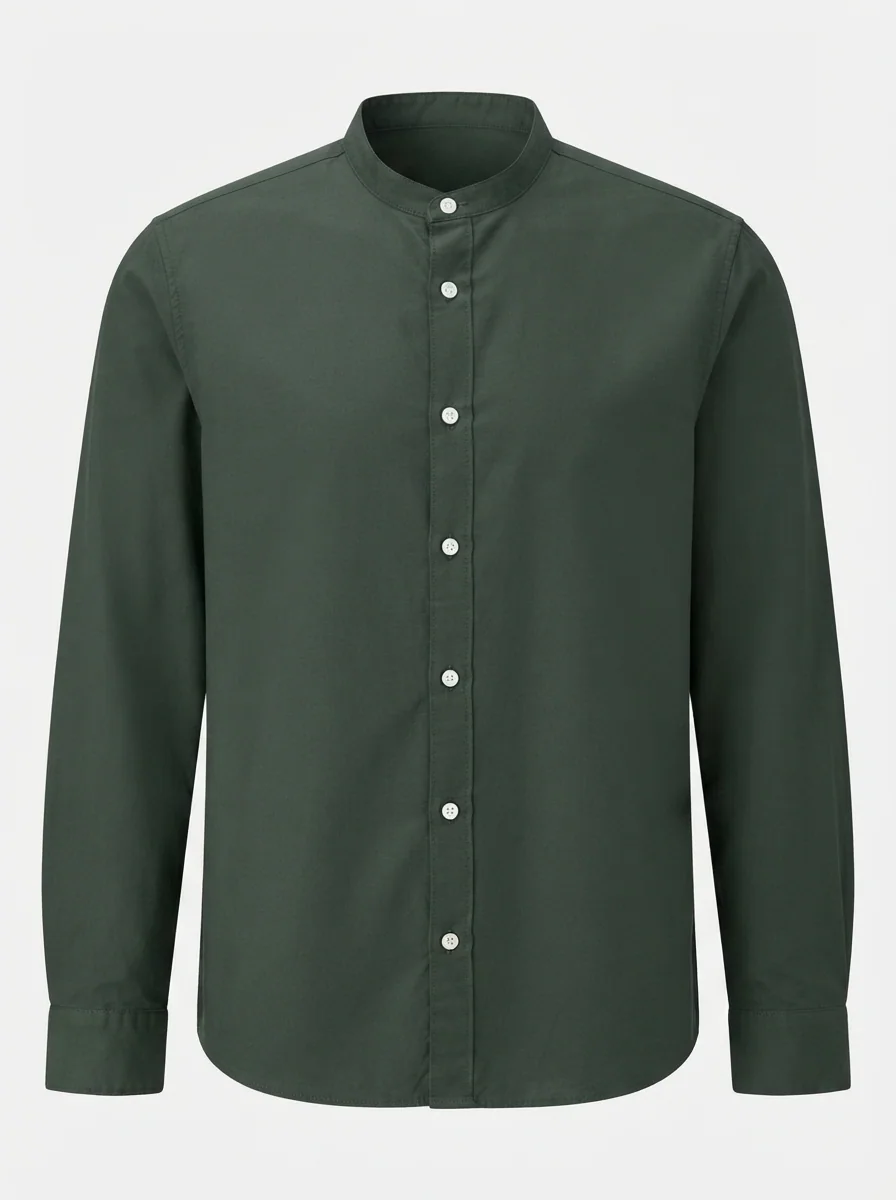 FUES CHINESE NECK OXFORD PLAIN F/S, image 6