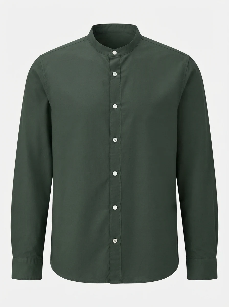 FUES CHINESE NECK OXFORD PLAIN F/S, image 6