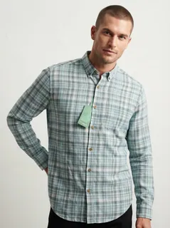 FUGA CHECKS SHIRT-M-WHITE&YELLOW&BLACK 1
