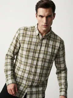 FUGA CHECKS SHIRT-M-WHITE&YELLOW&BLACK 2