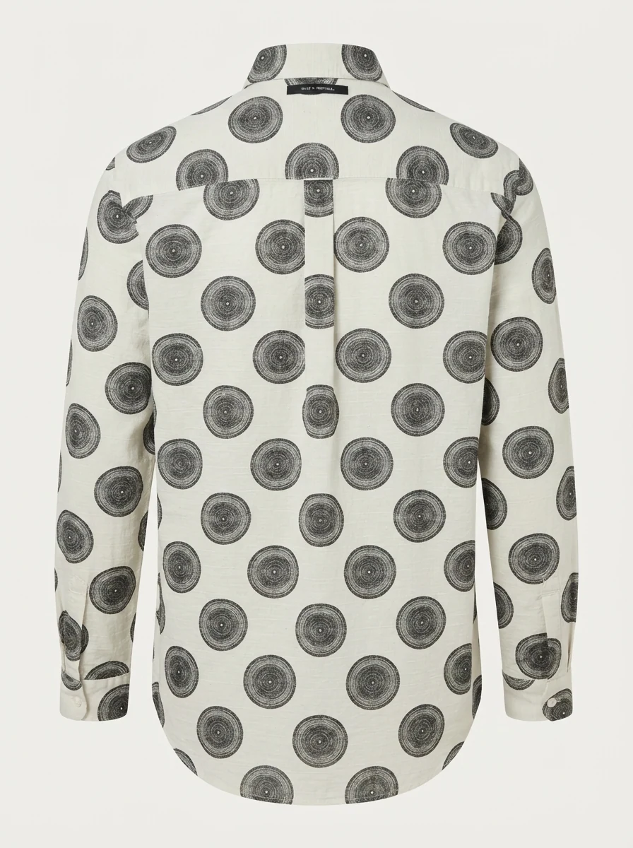 YELLOW CLOTHING LINEN PRINT SHIRT-S-WHITE&PINK, image 7