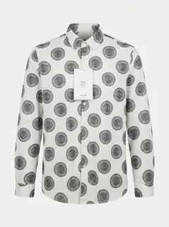 YELLOW CLOTHING LINEN PRINT SHIRT-S-WHITE&PINK 10