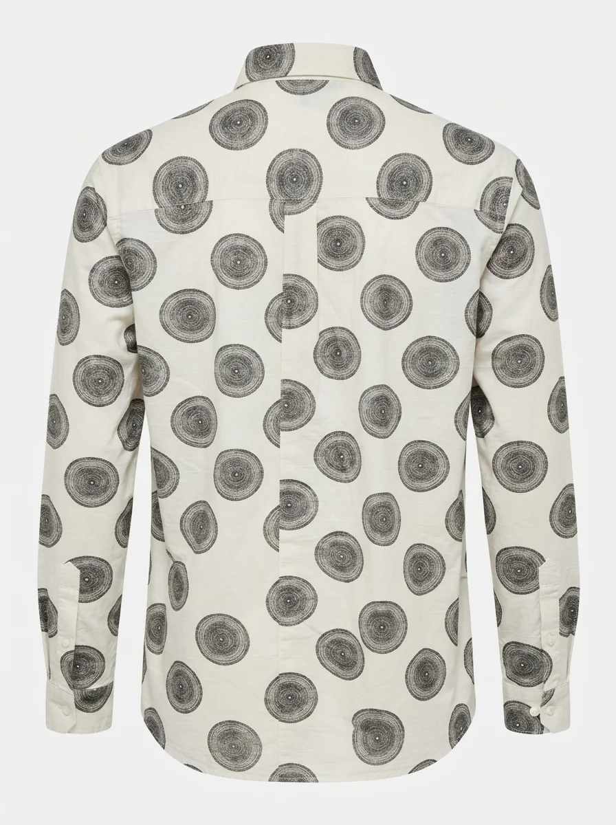 YELLOW CLOTHING LINEN PRINT SHIRT-S-WHITE&PINK, image 2