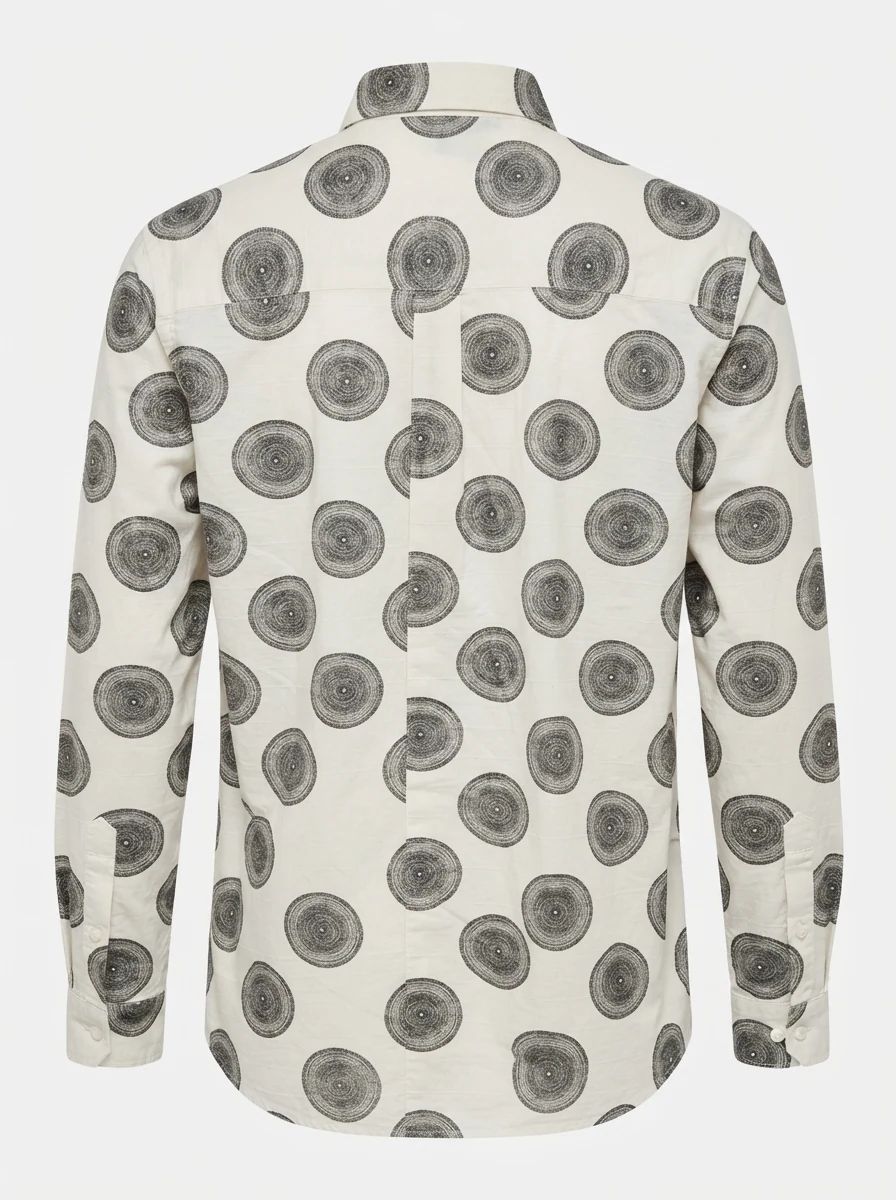 YELLOW CLOTHING LINEN PRINT SHIRT-S-WHITE&PINK, image 2