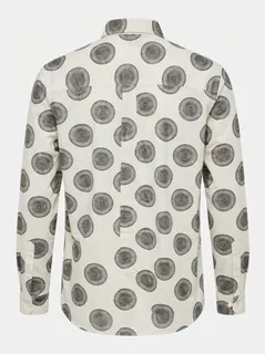 YELLOW CLOTHING LINEN PRINT SHIRT-S-WHITE&PINK 2