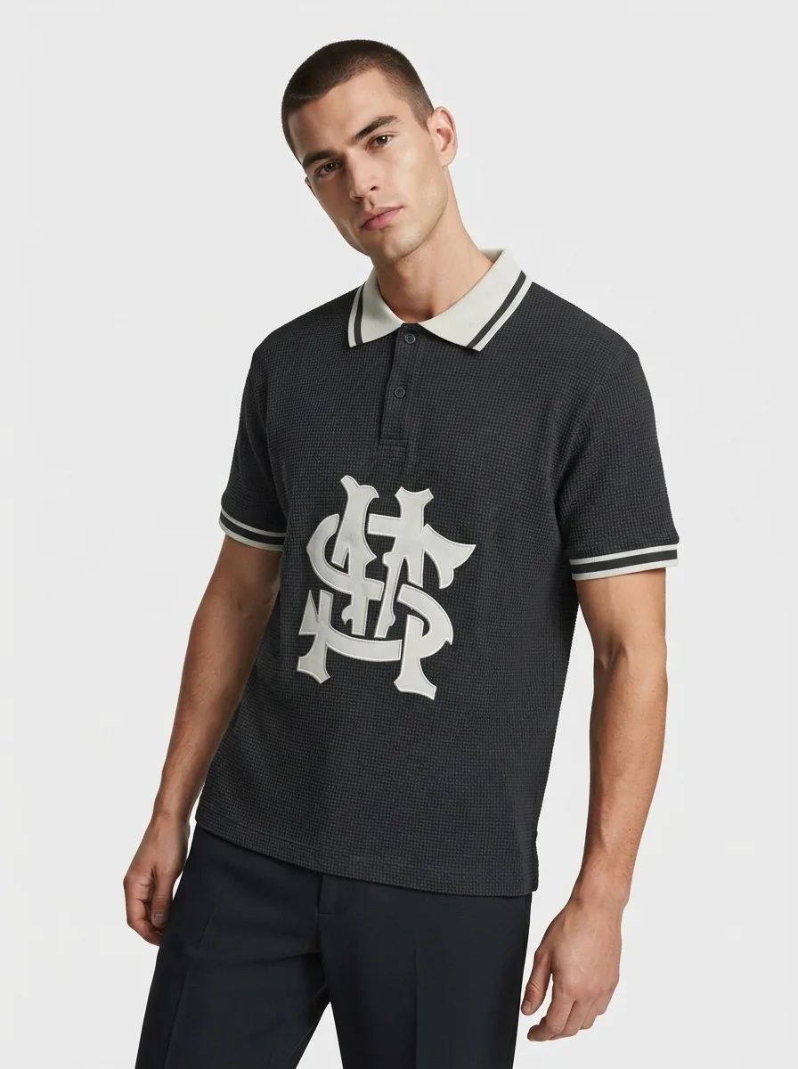 NEVER COLLAR PRINT TSHIRT