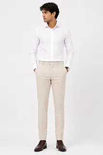 CARBON SLIM FIT COTTON PANT-30-KHAKI 1