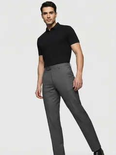 CARBON REGULAR FIT FORMAL PANT-30-GRAY 1